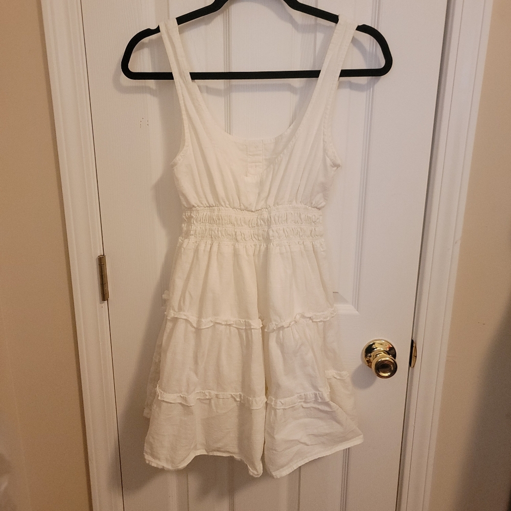 Urban Outfitters White Lined Cotton Faux Ruffle Tier Sundress Size S - P - Picture 2 of 5
